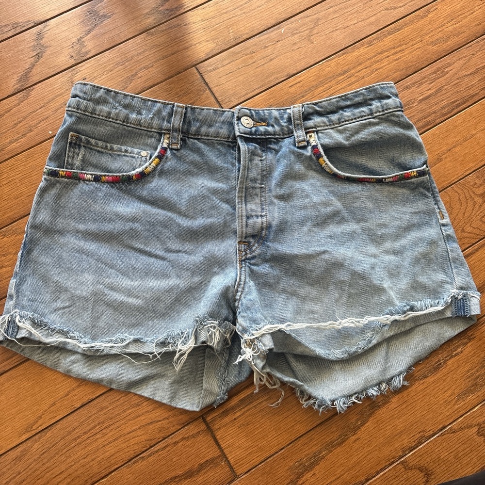 Denim Women's Shorts with Colorful Trim